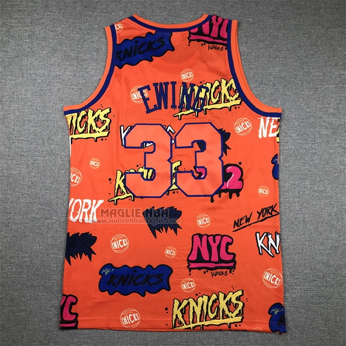 Maglia
 Patrick Ewing NO 33 New York Knicks Mitchell & Ness Slap Sticker 1991-92 Arancione
